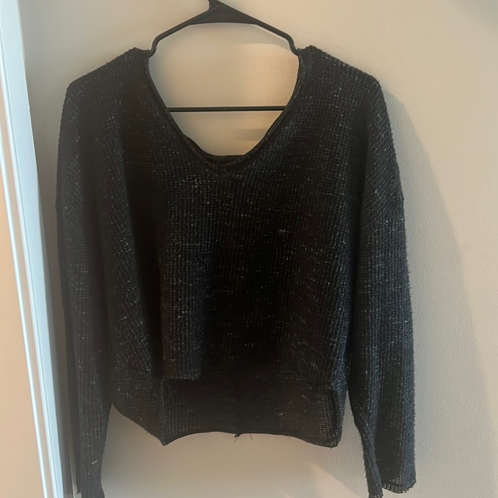 Urban Outfitters: Cropped Dark Grey V Neck Sweater